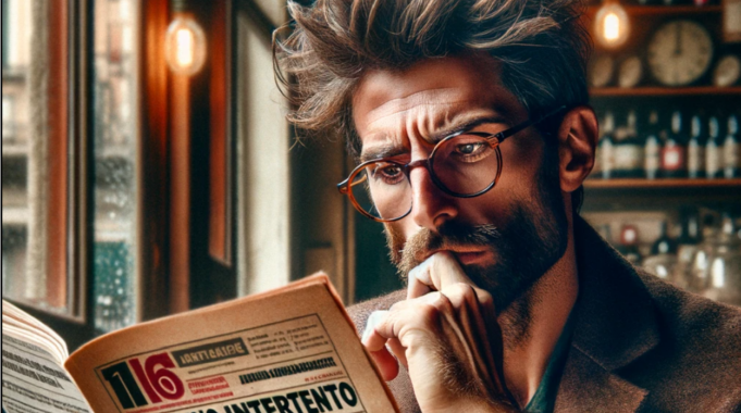 uomo che legge un articolo di giornale sul digiuno intermittente 16 8